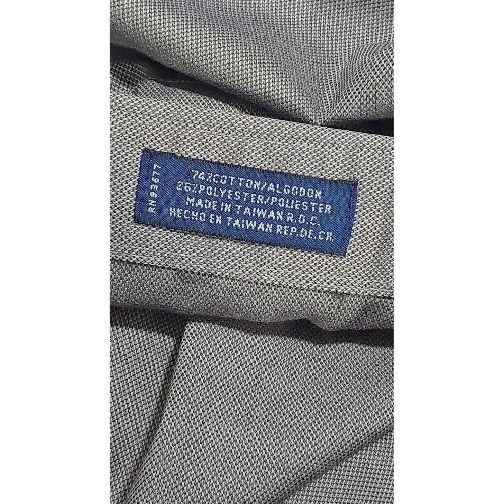 Sanford Wrikle-free 16 1/2 Solid Gray Button Up Long Sleeve Dress Shirt Mens - Picture 8 of 12